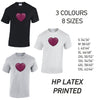 MT25 Pink Chequered Heart Mens Cotton T-Shirt 8 sizes 3 Colours Available Latex printed