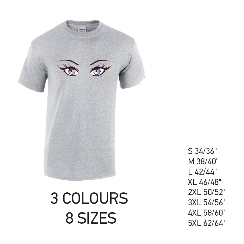 MT27 Pink Eyes Mens Cotton T-Shirt 8 sizes 3 Colours Available Latex printed