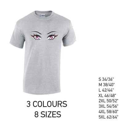 MT27 Pink Eyes Mens Cotton T-Shirt 8 sizes 3 Colours Available Latex printed