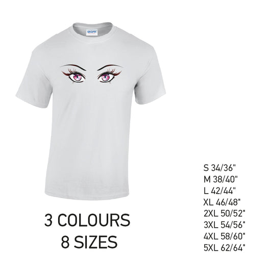MT27 Pink Eyes Mens Cotton T-Shirt 8 sizes 3 Colours Available Latex printed