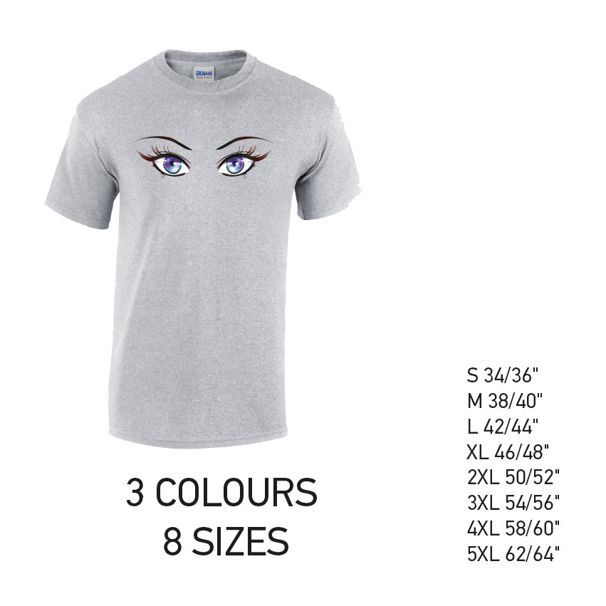 MT28 Purple Eyes Mens Cotton T-Shirt 8 sizes 3 Colours Available Latex printed