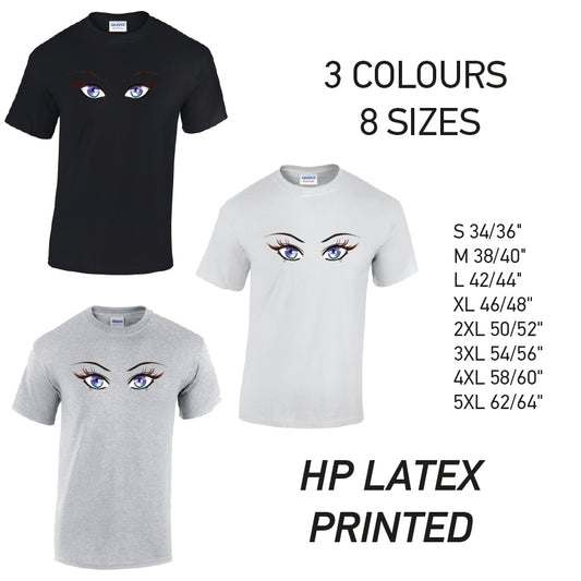 MT28 Purple Eyes Mens Cotton T-Shirt 8 sizes 3 Colours Available Latex printed