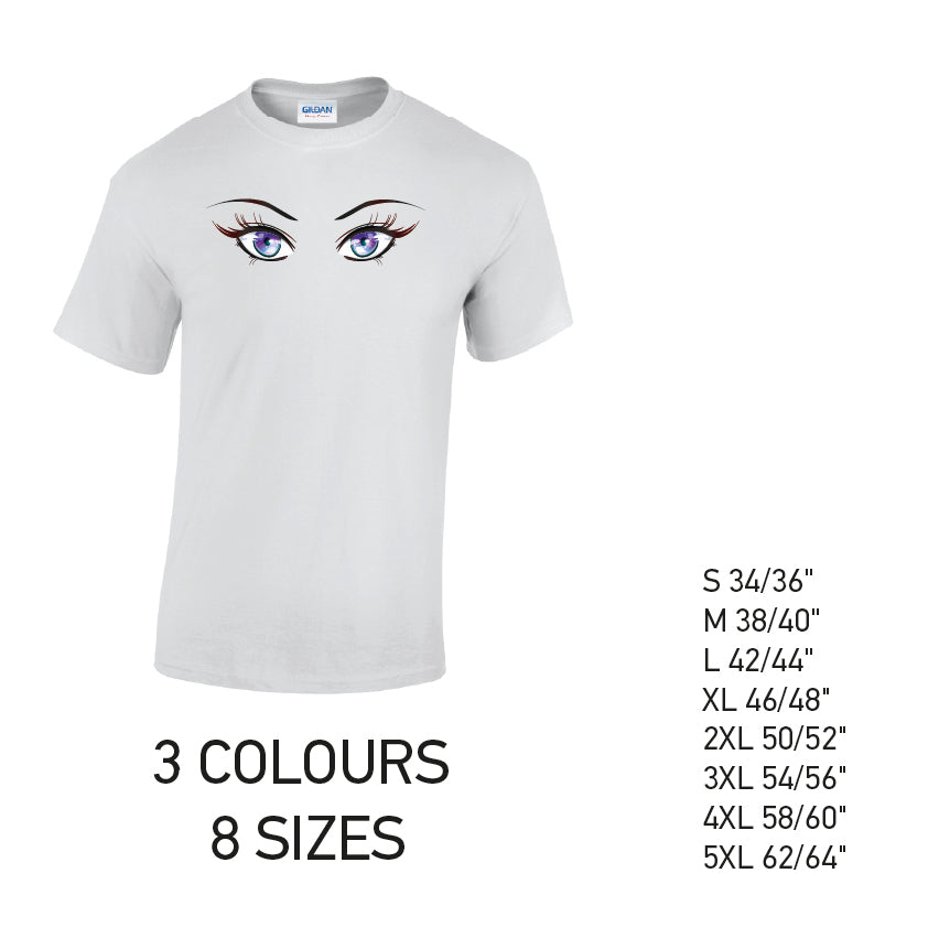 MT28 Purple Eyes Mens Cotton T-Shirt 8 sizes 3 Colours Available Latex printed