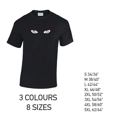 MT29 Rainbow Eyes Mens Cotton T-Shirt 8 sizes 3 Colours Available Latex printed