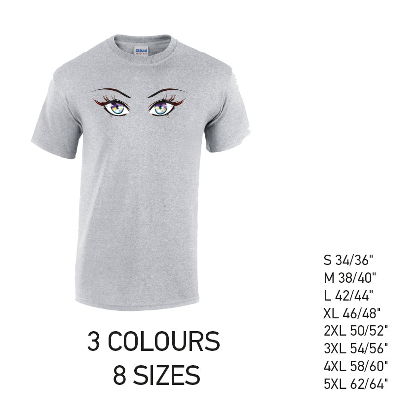 MT29 Rainbow Eyes Mens Cotton T-Shirt 8 sizes 3 Colours Available Latex printed