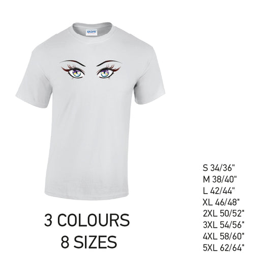 MT29 Rainbow Eyes Mens Cotton T-Shirt 8 sizes 3 Colours Available Latex printed