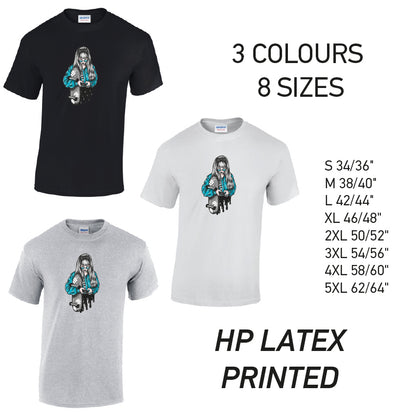 MT31 Blue Skater Girl Mens Cotton T-Shirt 8 sizes 3 Colours Available Latex printed
