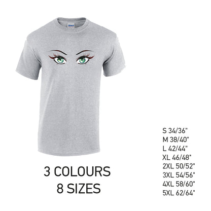 MT32 Green Eyes Mens Cotton T-Shirt 8 sizes 3 Colours Available Latex printed