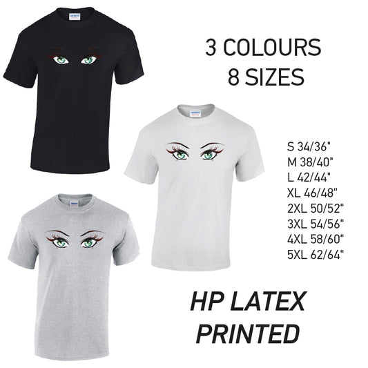 MT32 Green Eyes Mens Cotton T-Shirt 8 sizes 3 Colours Available Latex printed