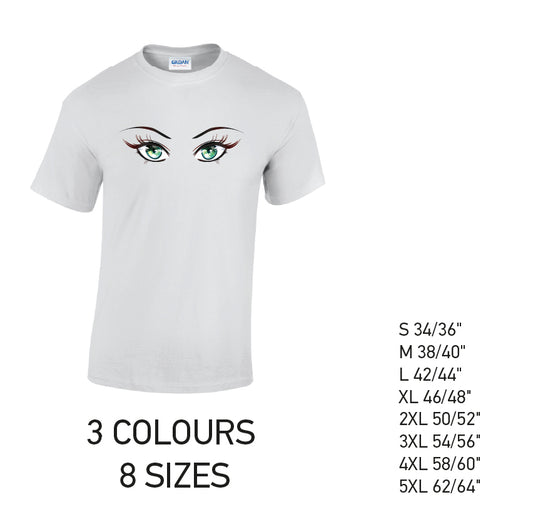 MT32 Green Eyes Mens Cotton T-Shirt 8 sizes 3 Colours Available Latex printed