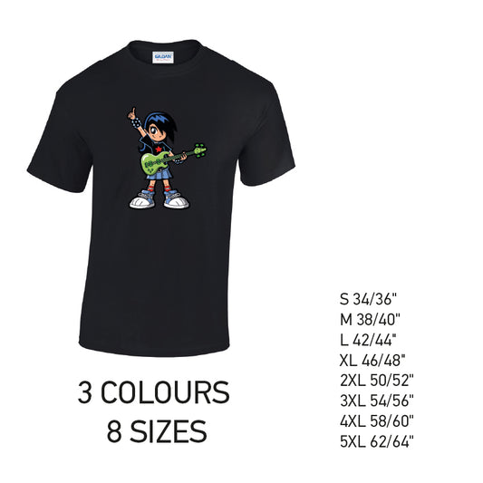 MT33 Guitar Boy Mens Cotton T-Shirt 8 sizes 3 Colours Available Latex printed