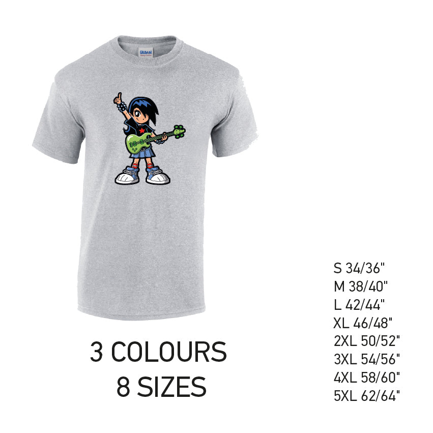 MT33 Guitar Boy Mens Cotton T-Shirt 8 sizes 3 Colours Available Latex printed