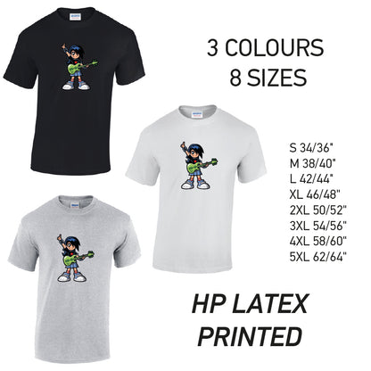 MT33 Guitar Boy Mens Cotton T-Shirt 8 sizes 3 Colours Available Latex printed
