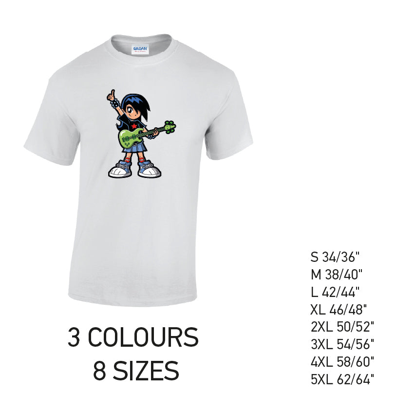 MT33 Guitar Boy Mens Cotton T-Shirt 8 sizes 3 Colours Available Latex printed