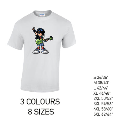 MT33 Guitar Boy Mens Cotton T-Shirt 8 sizes 3 Colours Available Latex printed