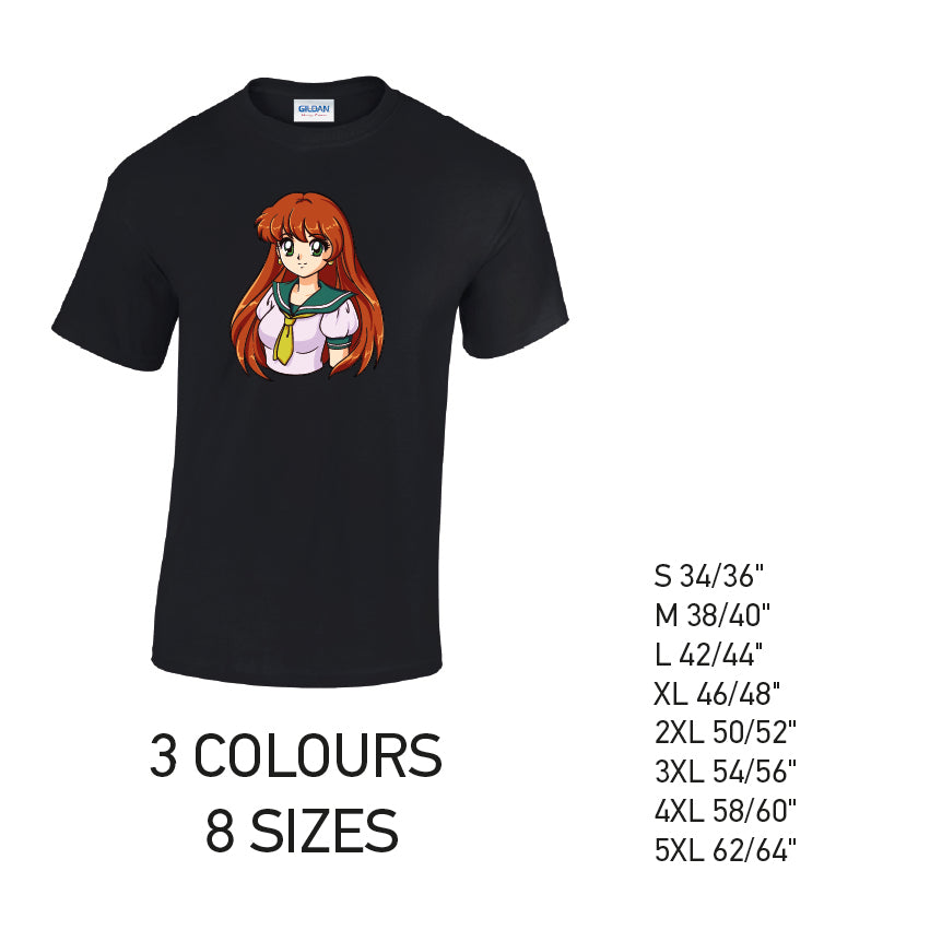 MT34 Anime Manga Mens Cotton T-Shirt 8 sizes 3 Colours Available Latex printed