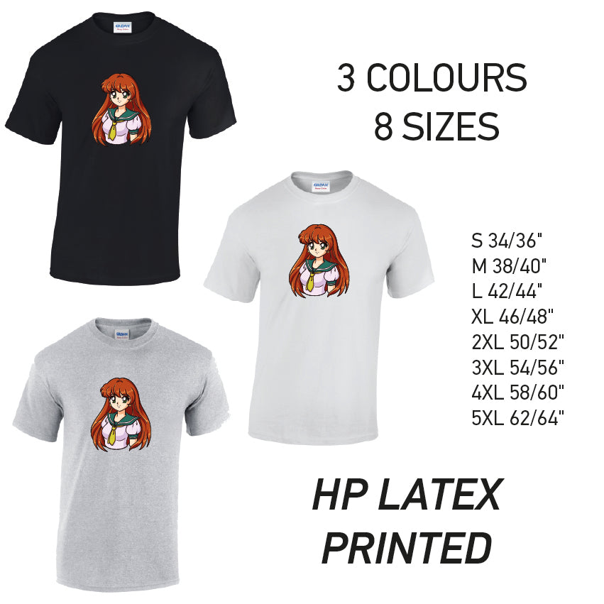 MT34 Anime Manga Mens Cotton T-Shirt 8 sizes 3 Colours Available Latex printed