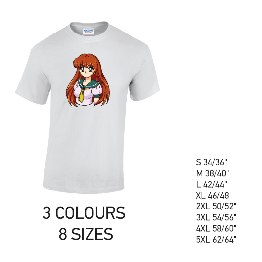 MT34 Anime Manga Mens Cotton T-Shirt 8 sizes 3 Colours Available Latex printed