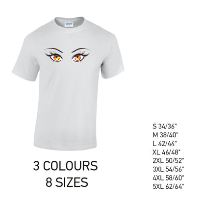 MT35 Orange Eyes Mens Cotton T-Shirt 8 sizes 3 Colours Available Latex printed