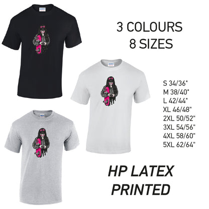 MT37 Pink Skater Girl Mens Cotton T-Shirt 8 sizes 3 Colours Available Latex printed