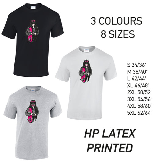 MT37 Pink Skater Girl Mens Cotton T-Shirt 8 sizes 3 Colours Available Latex printed