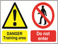 MULTI040 Danger Training Area Do Health And Safety Warning Sticker Latex Printed