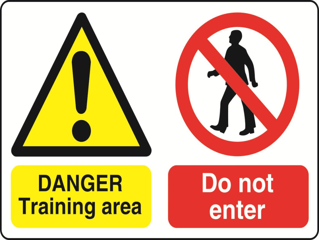 MULTI040 Danger Training Area Do Health And Safety Warning Sticker Latex Printed