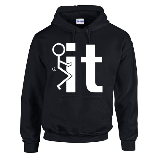NEO01124 Stick Man F**k It Mens Unisex Cotton Hoodie Black 8 sizes Printed