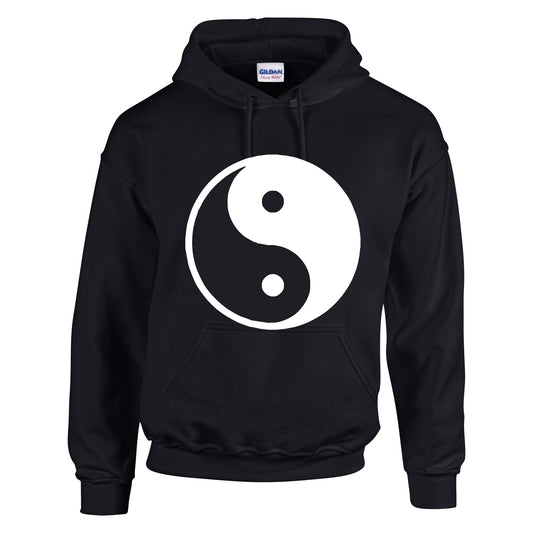 NEO01129 Ying Yang Mens Unisex Cotton Hoodie Black 8 sizes Printed