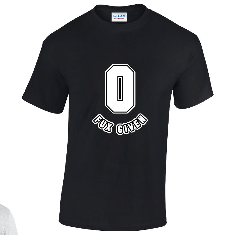 NEO01131 Zero Fux Given Unisex Cotton T-Shirt 3 colours 8 sizes Printed