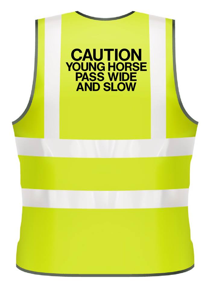 NEO00950 Adults Hi-Viz printed caution young horse pass wide and slow safety wear for horse riding