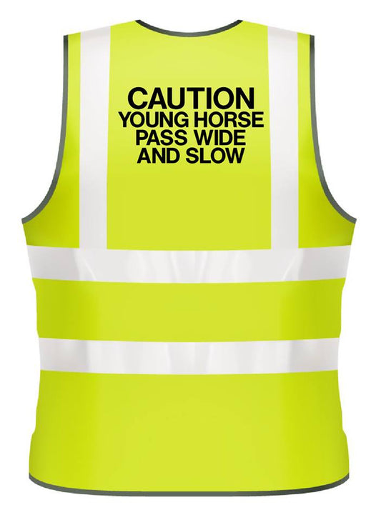 NEO00950 Adults Hi-Viz printed caution young horse pass wide and slow safety wear for horse riding