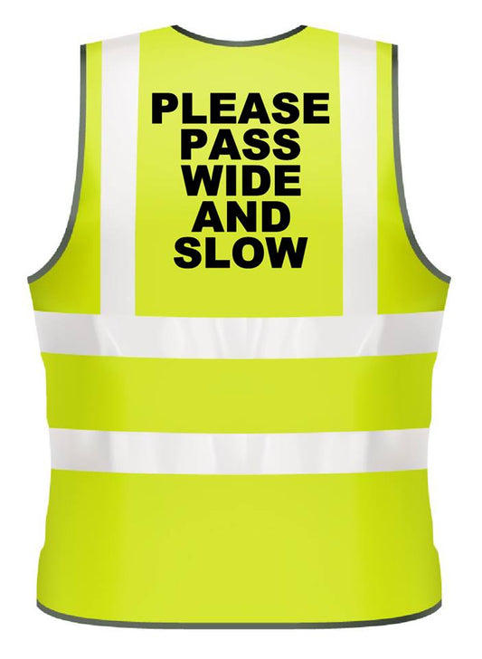 NEO00952 Adults Hi-Viz printed please pass wide and slow safety wear for horse riding