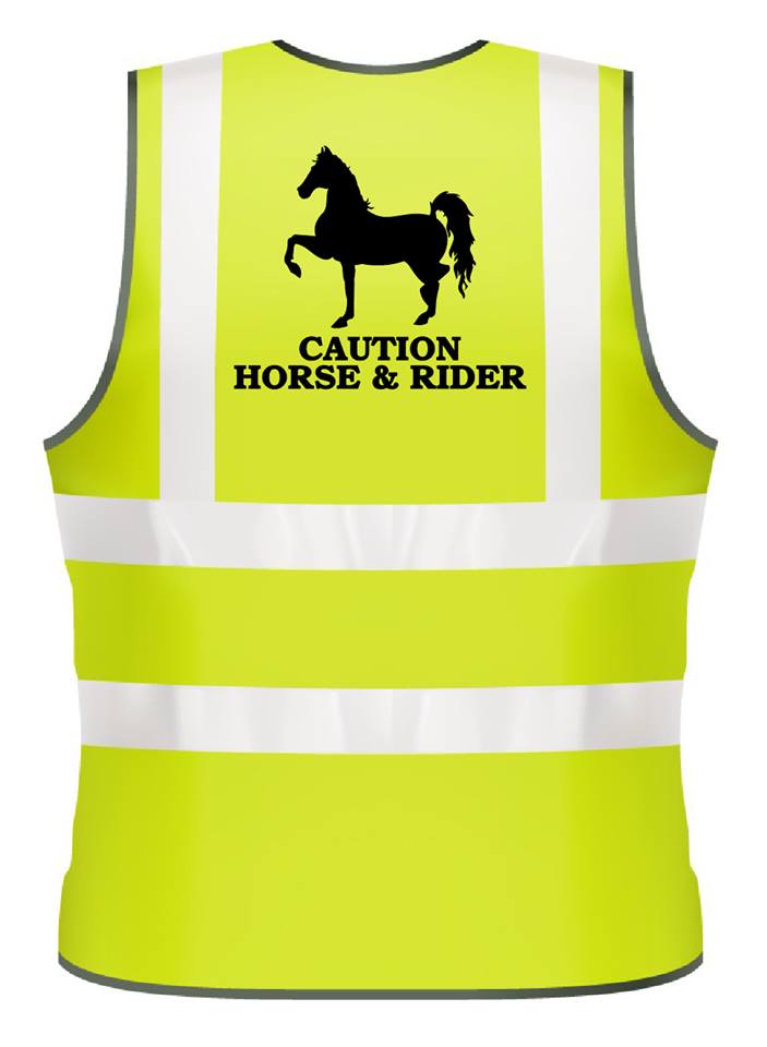 NEO00953 Adults Hi-Viz printed caution horse & rider safety wear for horse riding
