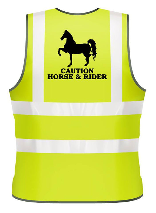 NEO00953 Adults Hi-Viz printed caution horse & rider safety wear for horse riding