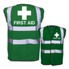 NEO00955 First Aid Printed Green Hi Viz Safety Vest - High Vis Waistcoat Paramedic Medic