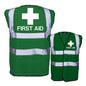 NEO00955 First Aid Printed Green Hi Viz Safety Vest - High Vis Waistcoat Paramedic Medic