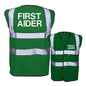 NEO00957 First Aider Printed Green HiViz Safety Vest - High Vis Waistcoat Paramedic Medic