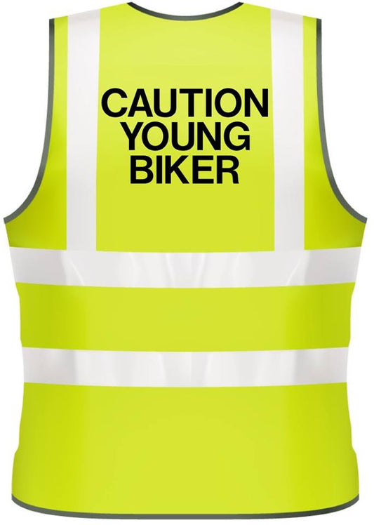NEO00960 Adults Hi-Viz Printed Caution Young Biker Safety Wear Motobuke Rider PPE