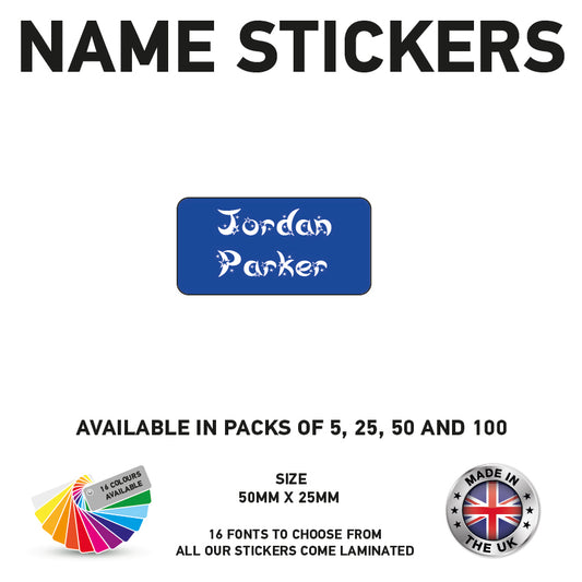 NS01 Name Sticker 50mm x 25mm Personalised kids label Name School Tags Vinyl