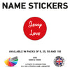 NS03 Name Sticker 50mm x 50mm Personalised Circle kids Name School Tags Vinyl