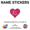 NS04 Name Sticker 50mm x 46mm Personalised Heart Label kid Name School Tag Vinyl