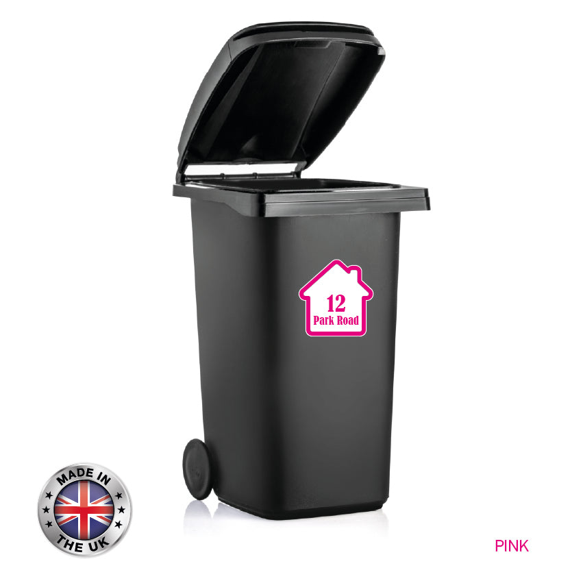 BIN01 Wheelie Bin x4 Custom Number and Street Name Stickers 150mm x 150m