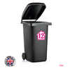 BIN02 Wheelie Bin x4 Number Rubbish Garbage Custom Stickers 150mm x 150m