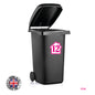 BIN02 Wheelie Bin x4 Number Rubbish Garbage Custom Stickers 150mm x 150m