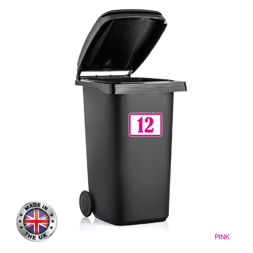 BIN05 Wheelie Bin x4 Number Rubbish Garbage Custom Stickers 170mm x 120m