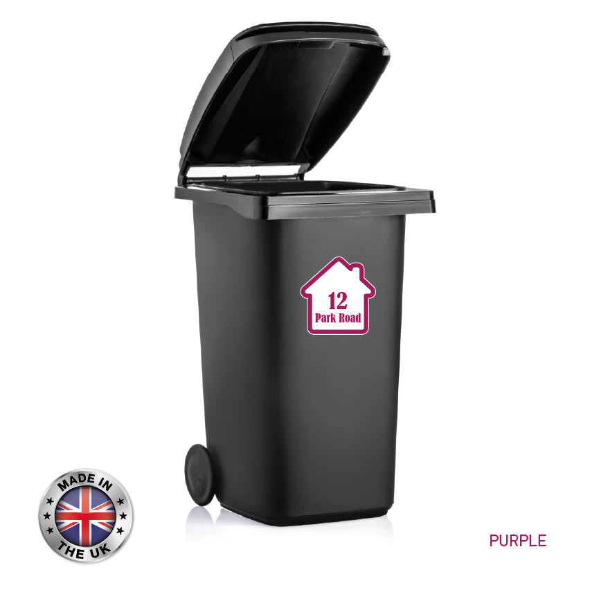 BIN01 Wheelie Bin x4 Custom Number and Street Name Stickers 150mm x 150m