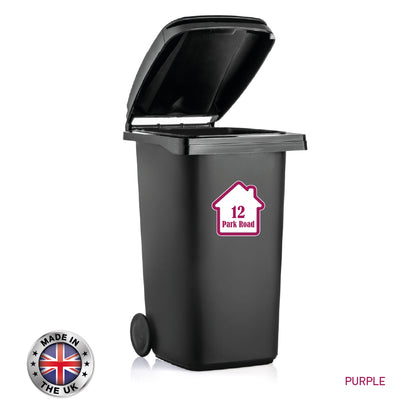 BIN01 Wheelie Bin x4 Custom Number and Street Name Stickers 150mm x 150m