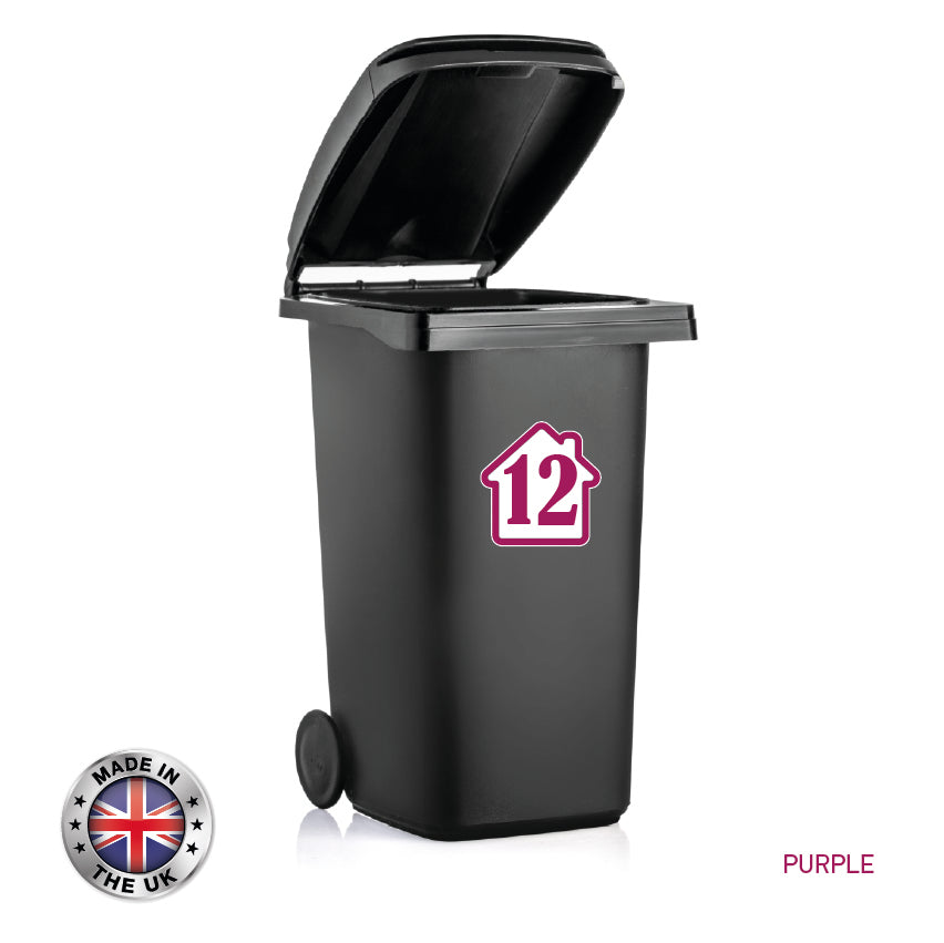 BIN02 Wheelie Bin x4 Number Rubbish Garbage Custom Stickers 150mm x 150m