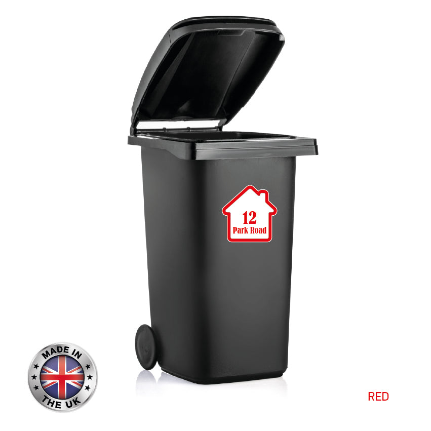 BIN01-06 Wheelie Bin x4 Custom Number and Street Name Stickers